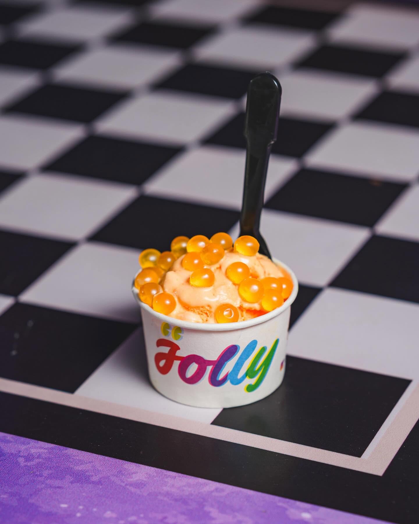 Jolly drinks with colorful toppings